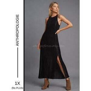 MSRP: $168 | ✨NWOT Anthropologie Halter Plissé Maxi Dress – Size 1X (fits PLUS)✨